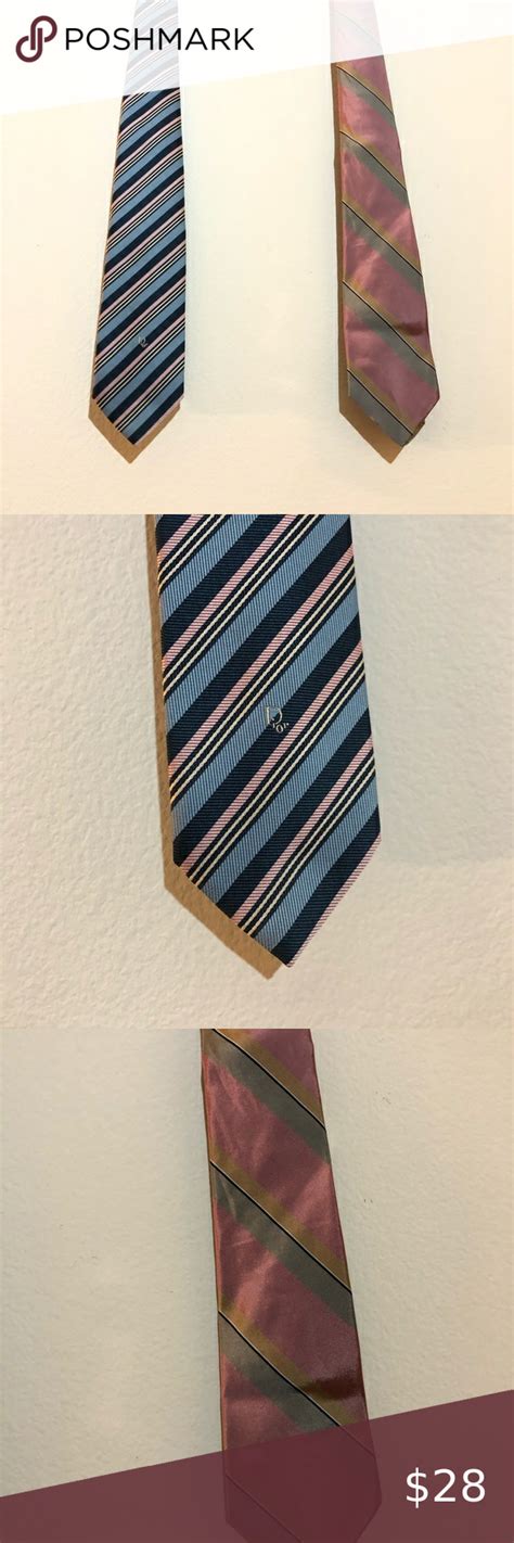 christian dior tie gray with pink and blue stripes|Christian Dior ties vintage.